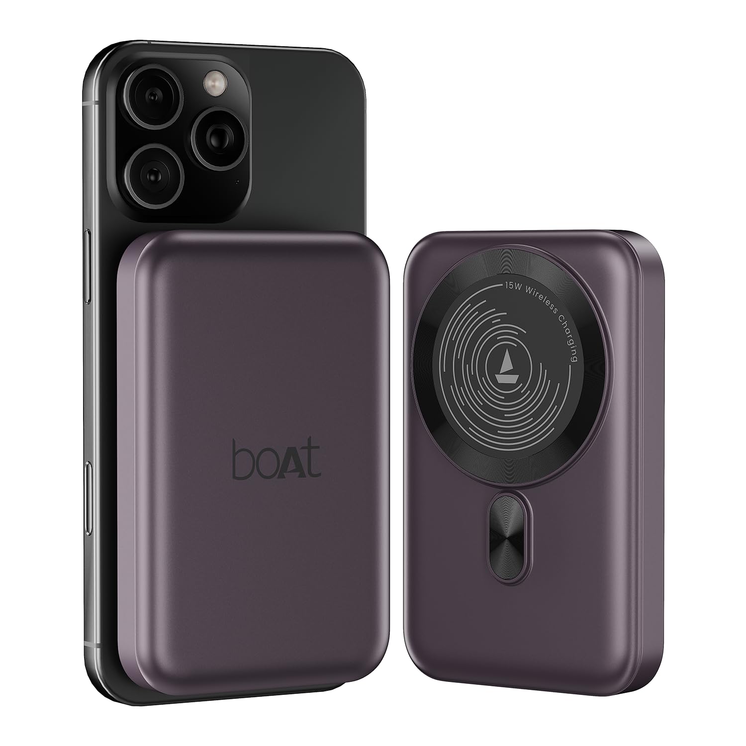 boAt EnergyShroom PB331 MagnaCharge 10000mAh Magnetic Wireless Power Bank (Purple) | 22.5W Fast Charging | 15W Wireless