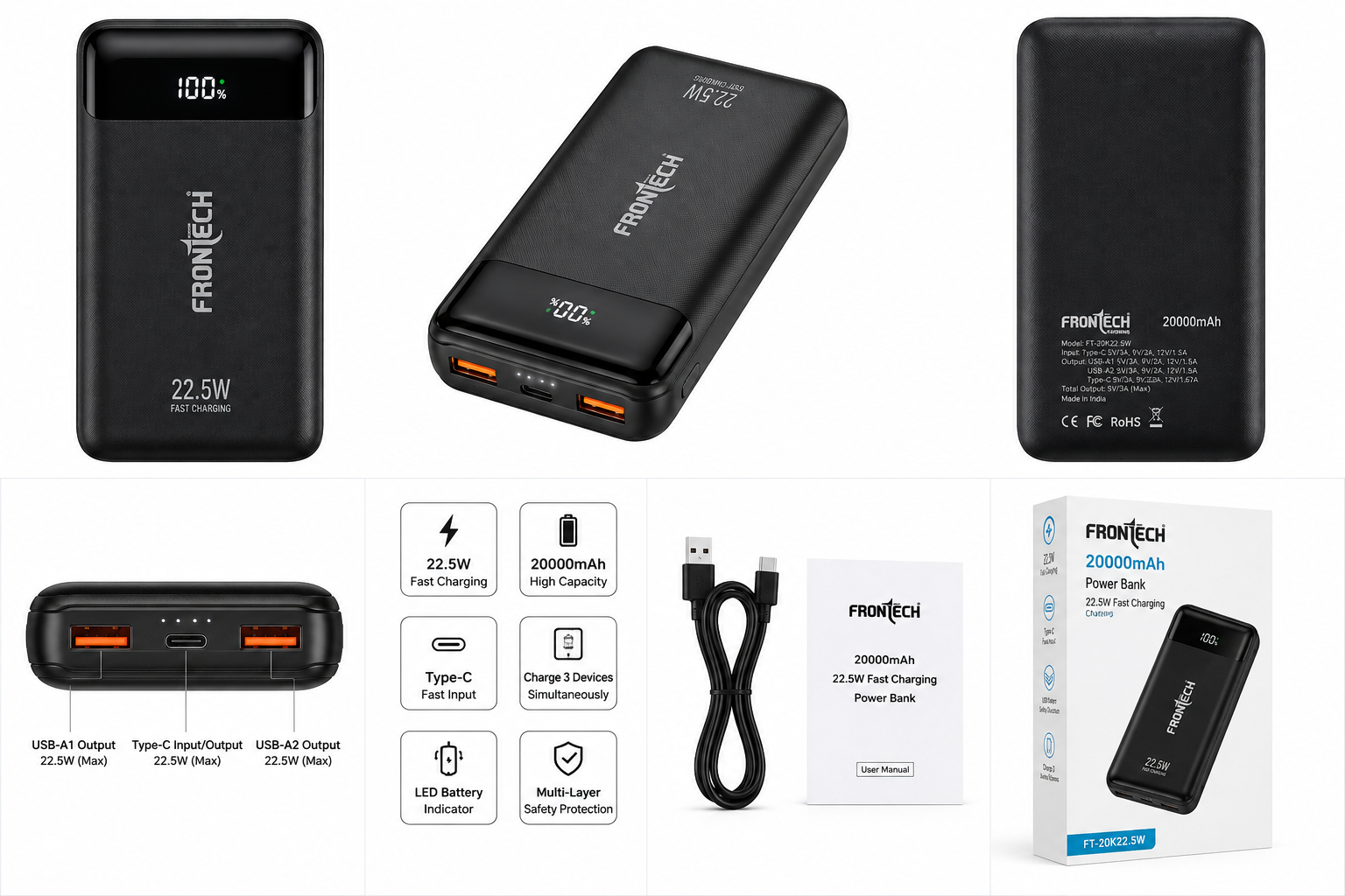 Frontech 20000mAh 22.5W Fast Charging Power Bank - Image 4