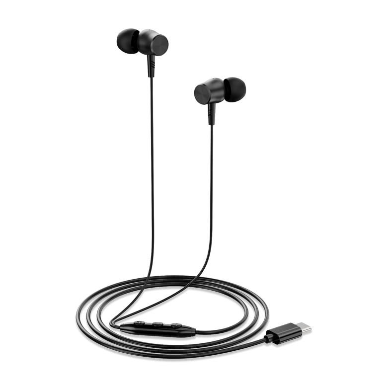 itel C Type Wired Earphones | 3.5mm Jack | HD Stereo Sound | Built-in Microphone | In-Ear Headset | Deep Bass | Black