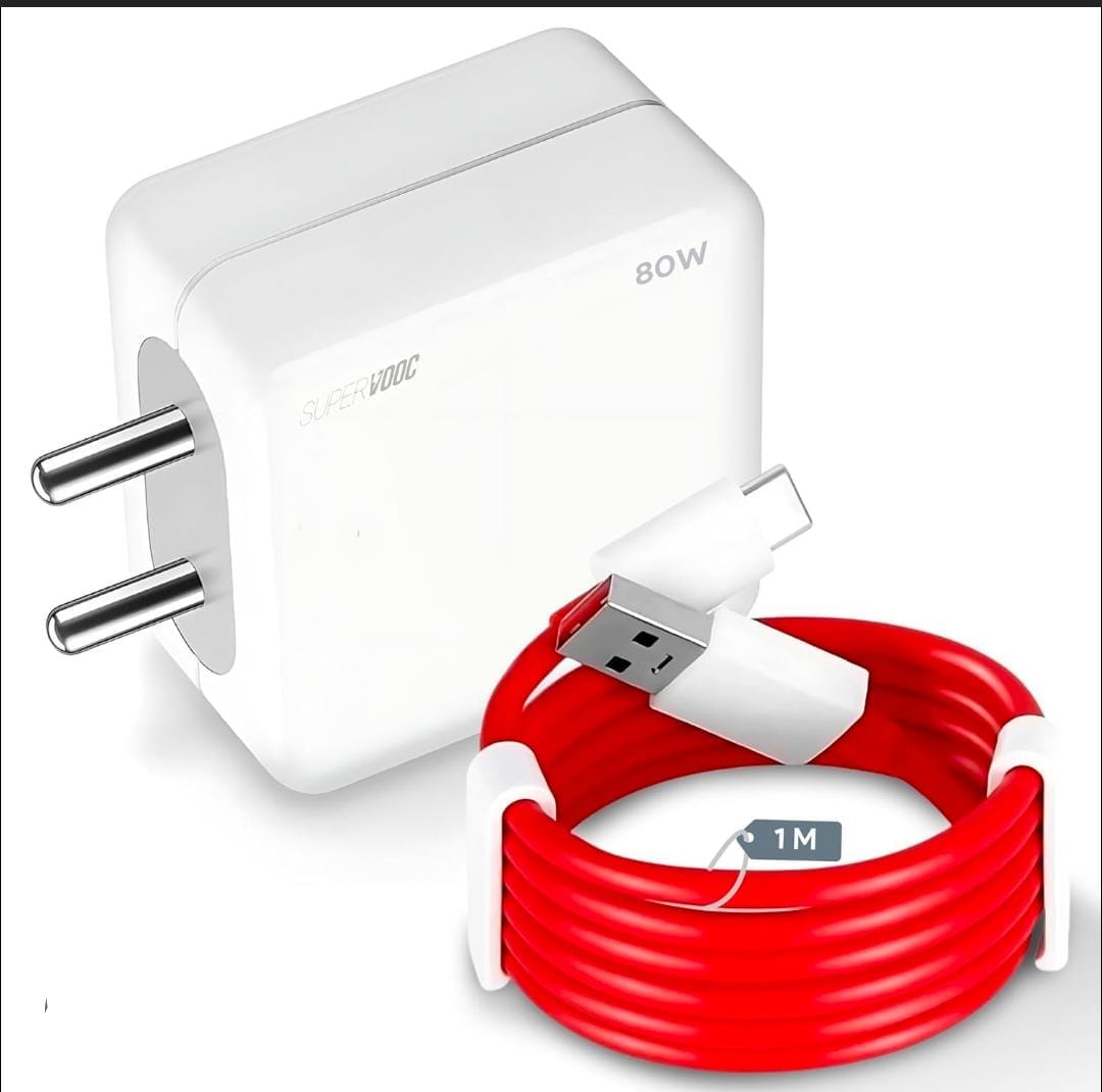 ZeBx 80W SuperVOOC Fast Charger with Type-C Cable | VOOC, Warp & Dart Charging Adapter