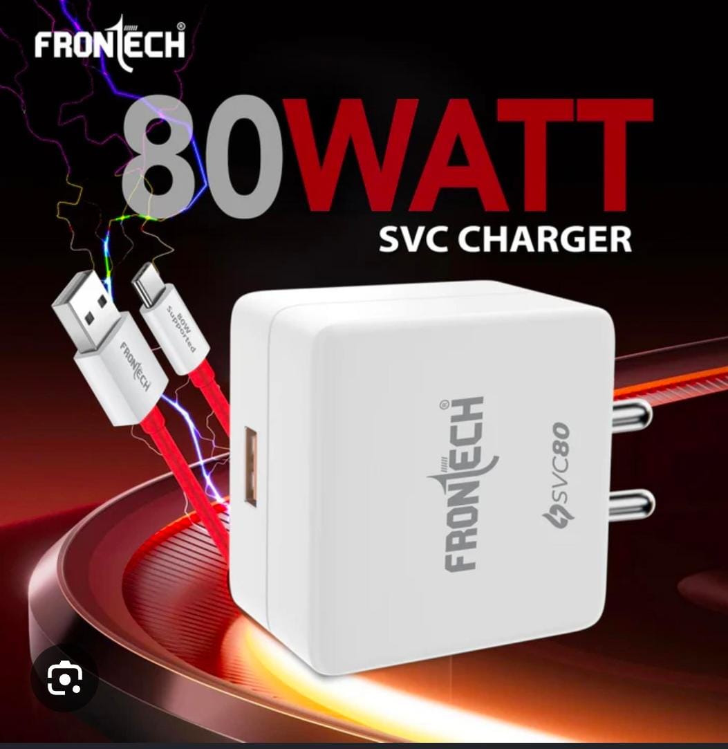 Frontech 80W SVC Fast Charger with USB to Type-C Cable | Smart Chip Protection