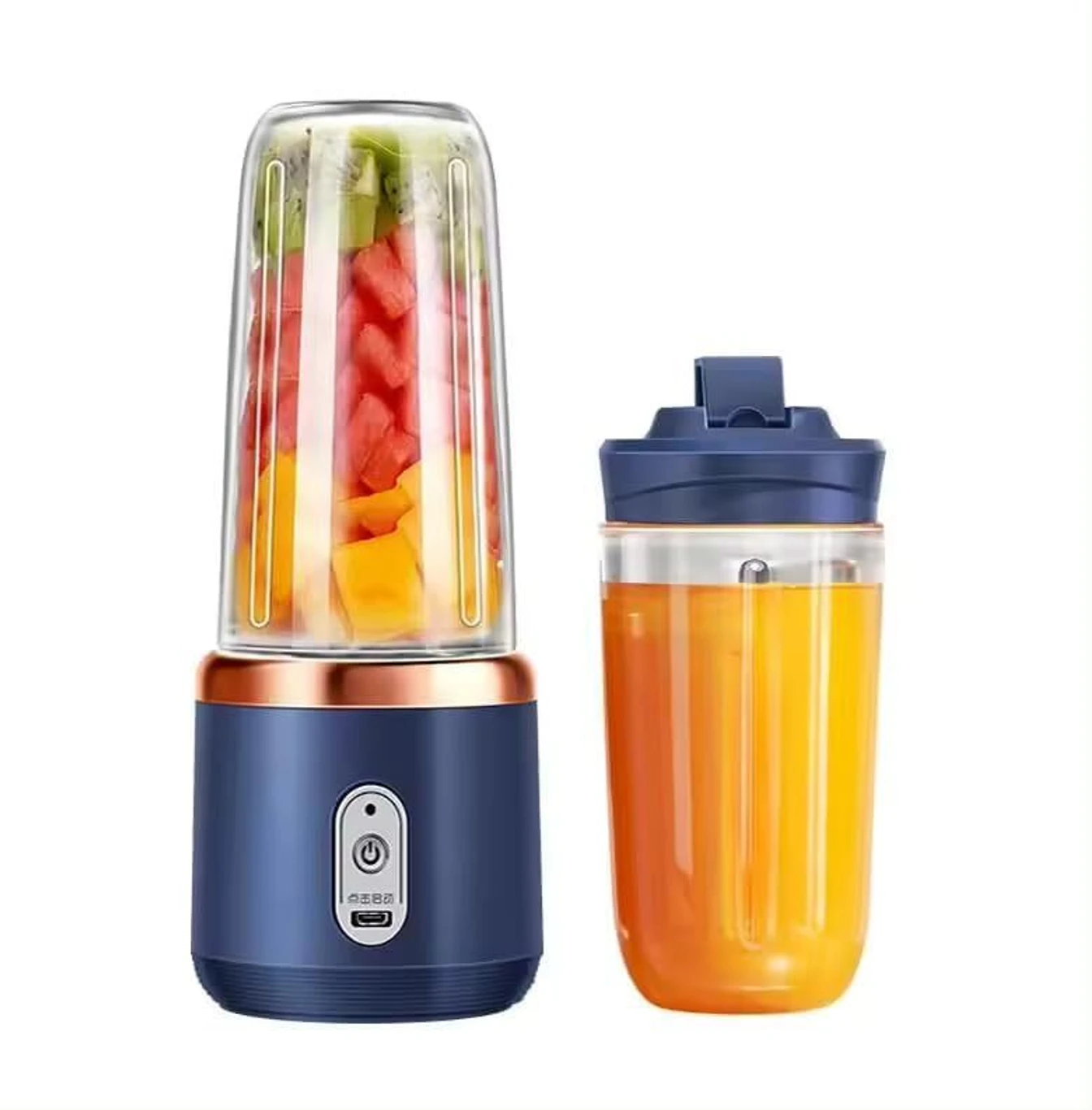 Mini Portable Mixer Blender USB Rechargeable 6-Blade Juicer Bottle for Smoothies & Shakes