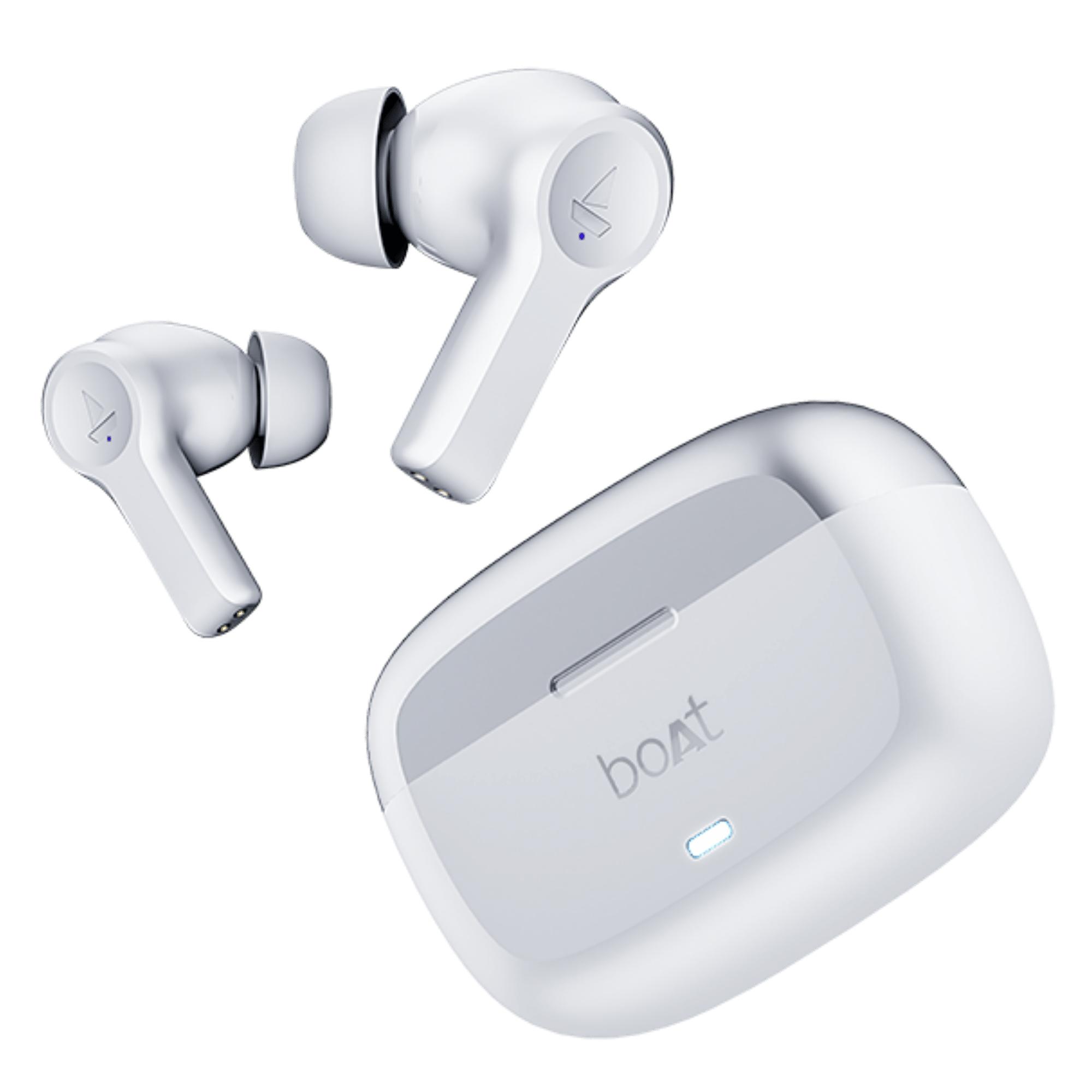 boAt Nirvana Lucid ANC TWS Earbuds (Zinc White) | 32dB ANC | 60H Playback | Quad Mics