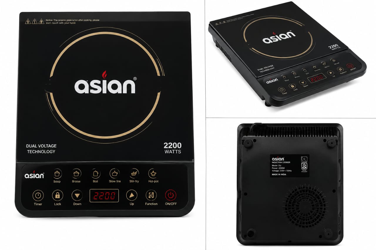Asian 2200W Induction Cooktop | High-Power Electric Induction Stove | Fast Heating | Easy Touch Controls | Multiple Cooking Modes